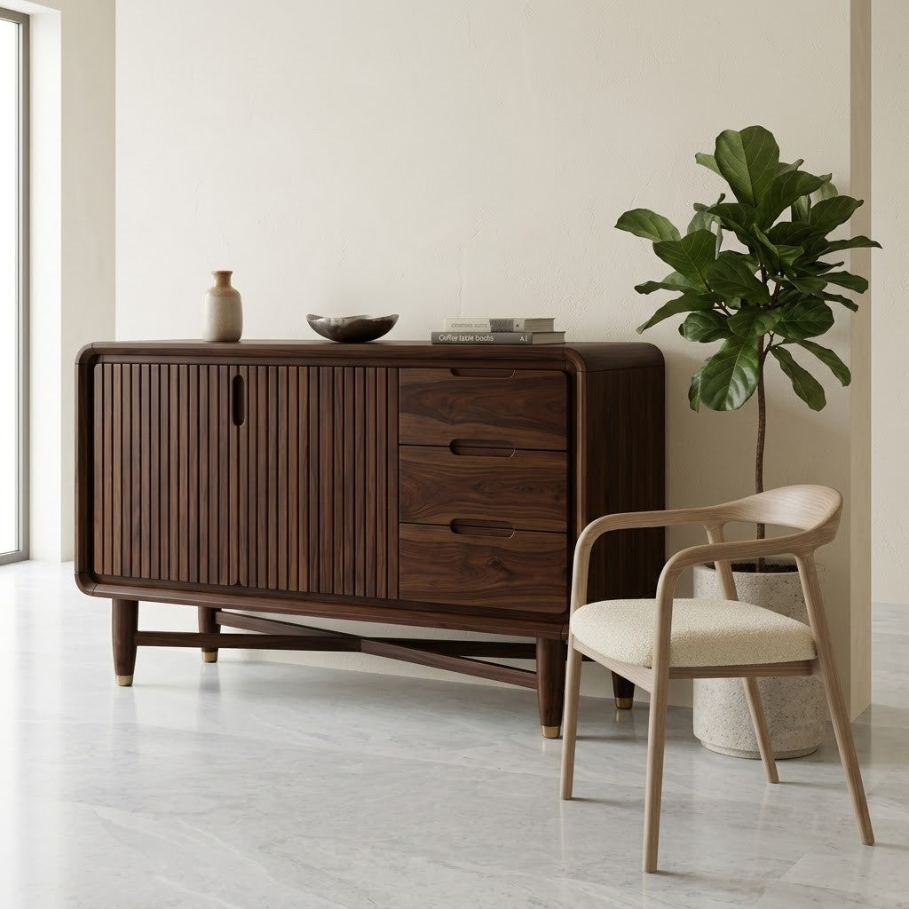 PRITI modern wooden sideboard with spacious storage compartments