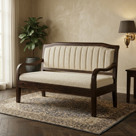 PRITI premium Sheesham wood seating bench in dark walnut finish