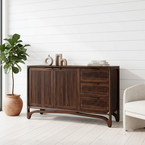 PRITI premium wooden sideboard with shelves and drawers