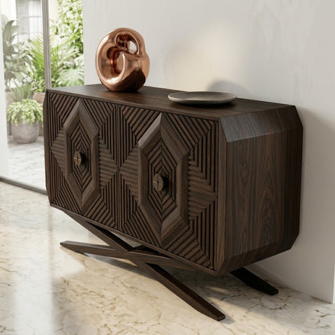 PRITI premium wooden storage sideboard with hinged doors