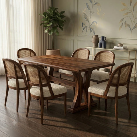 PRITI rectangular Sheesham wood dining set for six