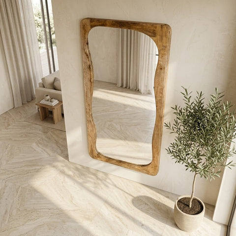 PRITI rustic wooden wall mirror for bedroom and dressing room