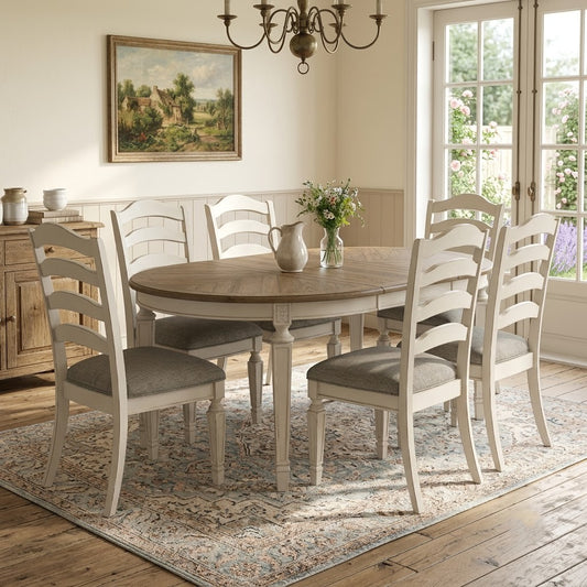 PRITI six seater dining table set with upholstered side chairs