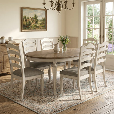 PRITI six seater dining table set with upholstered side chairs