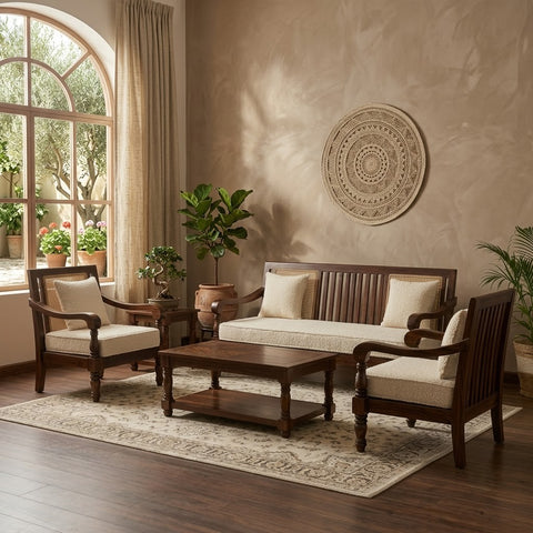 PRITI solid Sheesham sofa set for modern living room