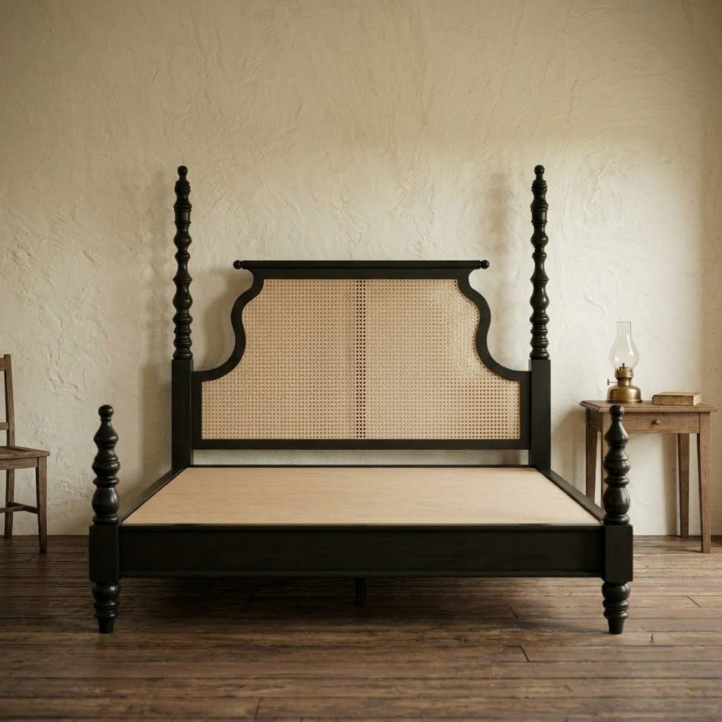 PRITI solid Sheesham wood King size bed with Dark Walnut finish