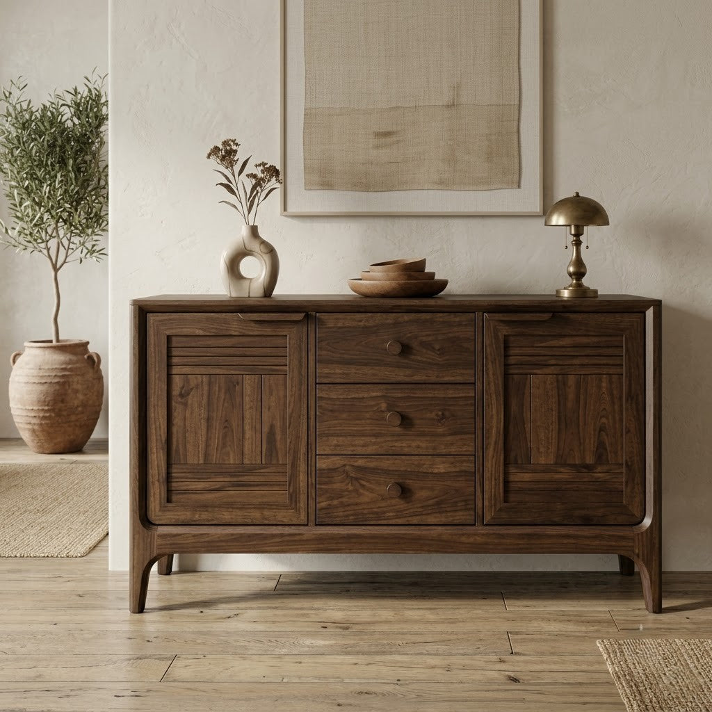 PRITI solid Sheesham wood storage cabinet with drawers