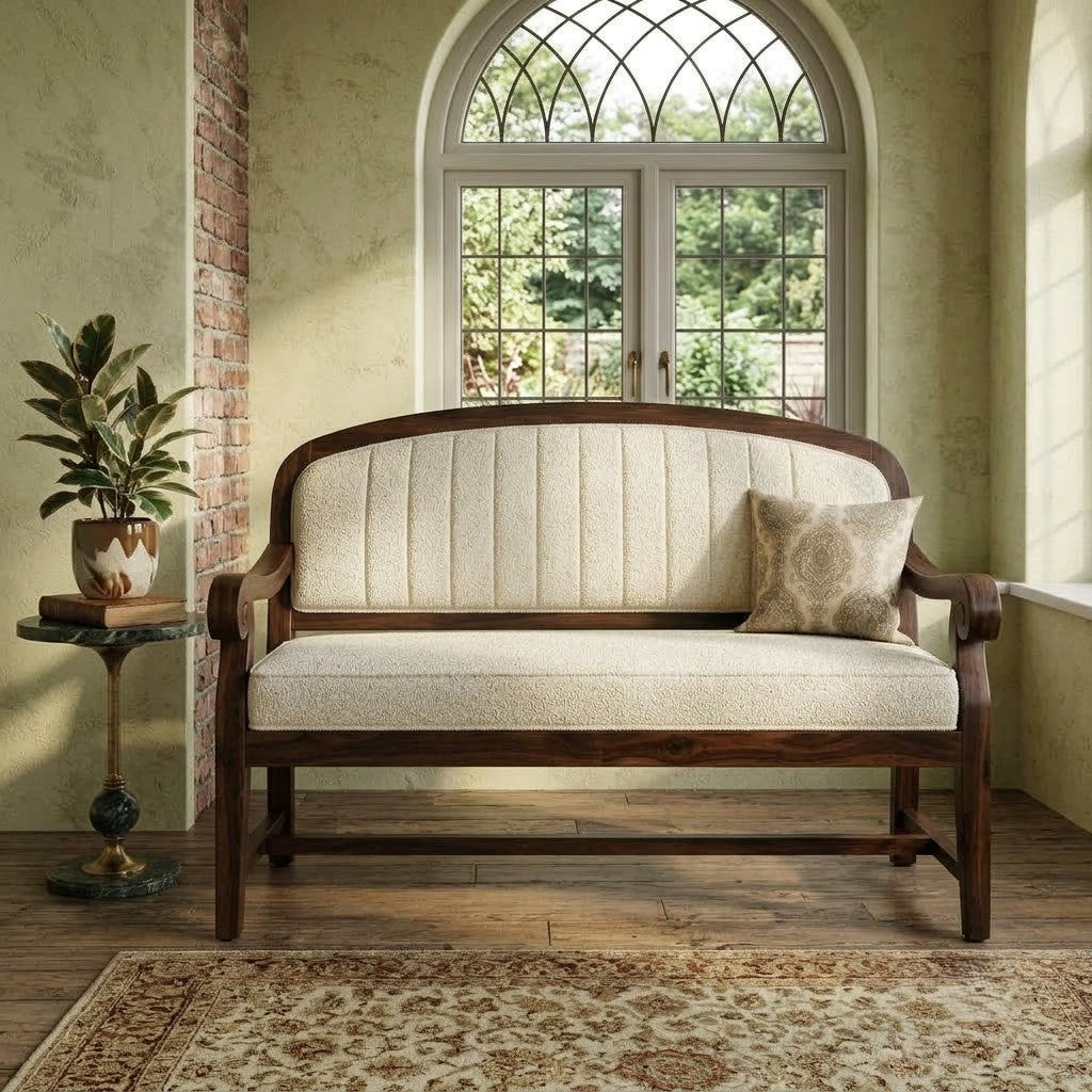 PRITI solid sheesham wood bench for elegant living room interiors