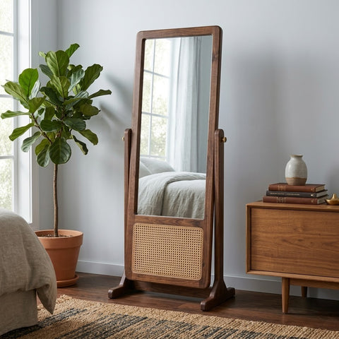 PRITI solid wood standing mirror for bedroom and entryway
