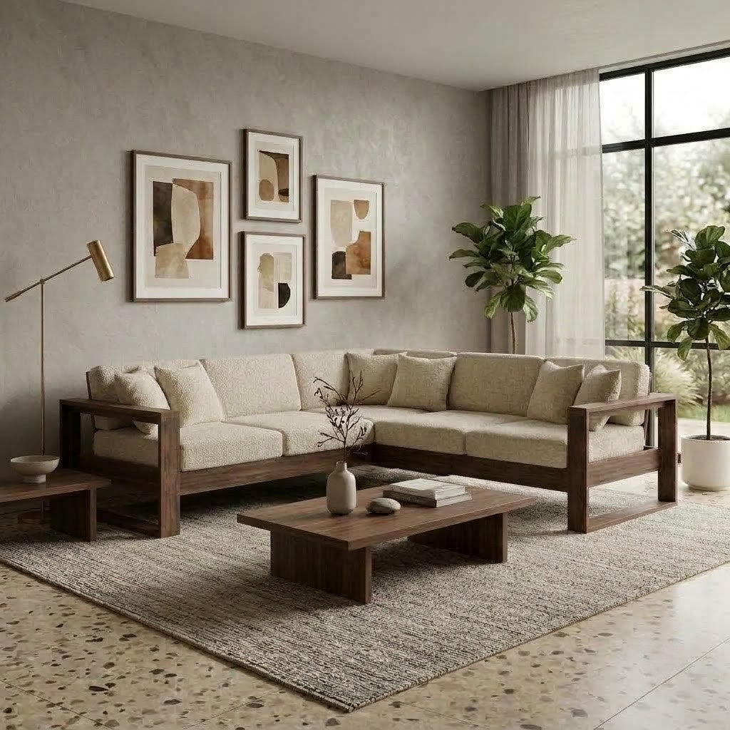 PRITI spacious corner sofa with high density foam cushioning