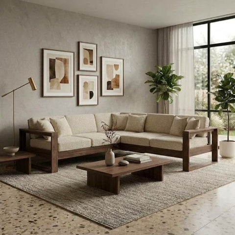 PRITI spacious corner sofa with high density foam cushioning