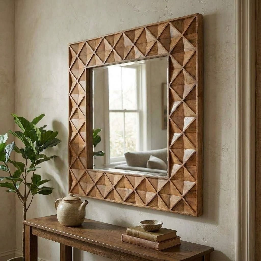 PRITI square decorative mirror for entryway and hallway walls