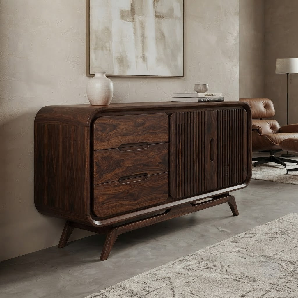 PRITI traditional Dark Walnut sideboard for living room storage