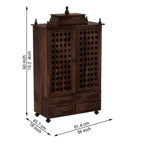 PRITI traditional tall wooden mandir for home interiors