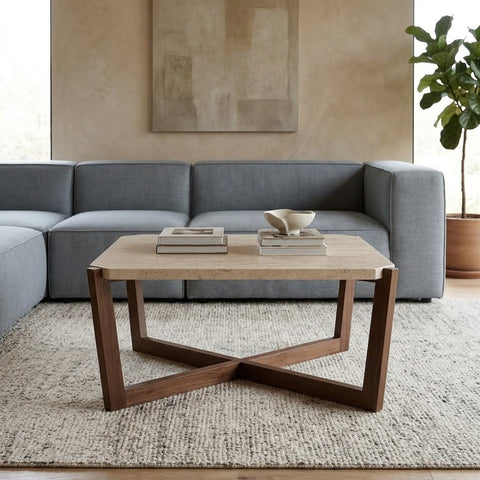 PRITI travertine coffee table