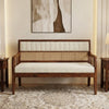 PRITI upholstered wooden bench for living room with boucle fabric