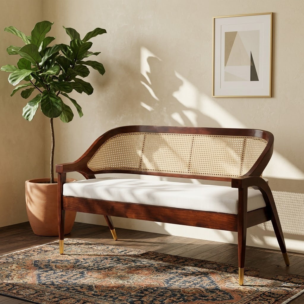 PRITI wood cane sofa for modern living room