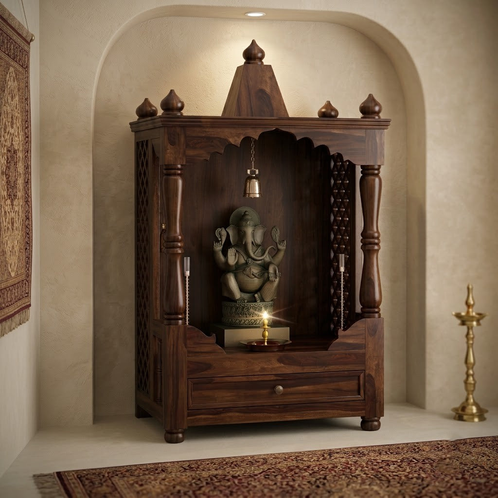 PRITI wooden pooja mandir for home prayer space