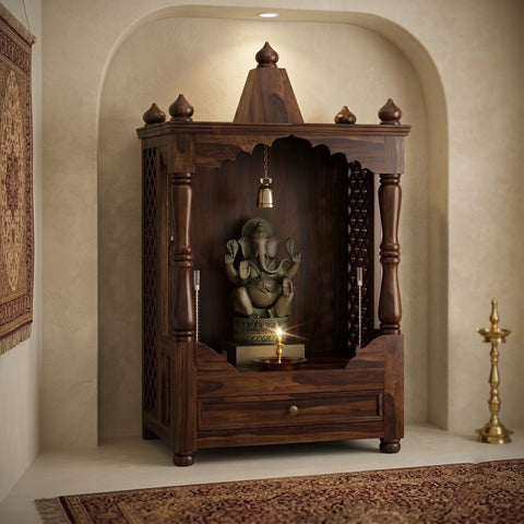 PRITI wooden pooja mandir for home prayer space