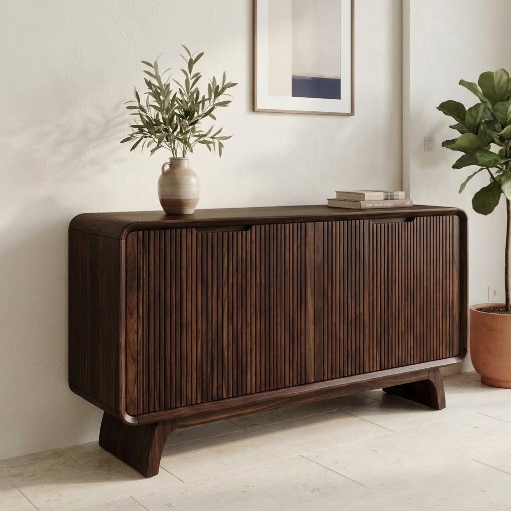 PRITI wooden sideboard with cabinets and drawers
