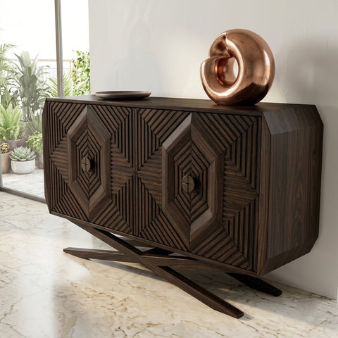 PRITI wooden sideboard with drawers and shelves