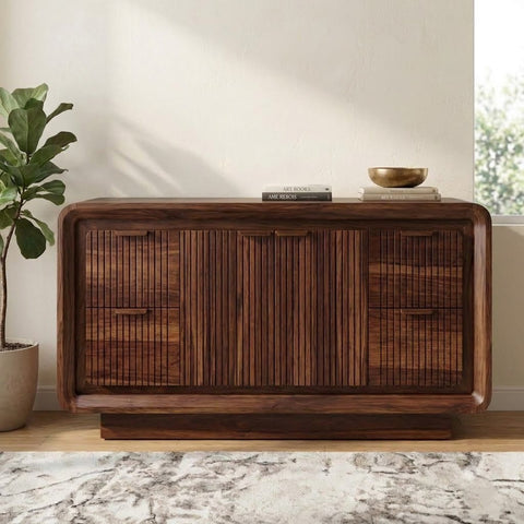 PRITI wooden sideboard with hinged doors and storage