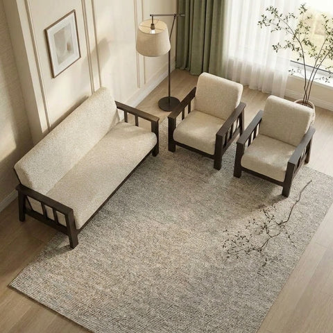 Premium PRITI 3+1+1 sofa set with treated mahogany wood frame