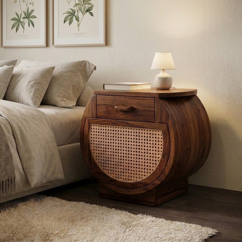 Premium Sheesham wood bedroom side table with drawer storage