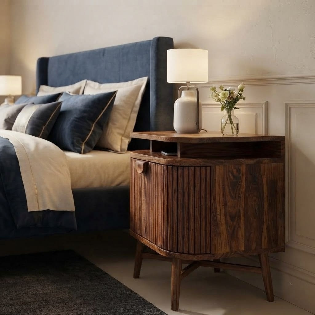 Premium Sheesham wood bedside cabinet with drawer storage