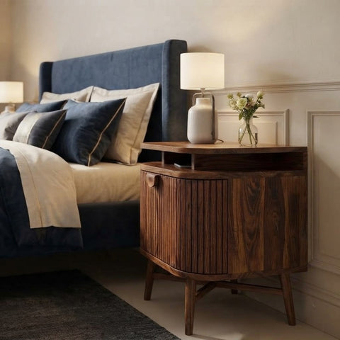Premium Sheesham wood bedside cabinet with drawer storage