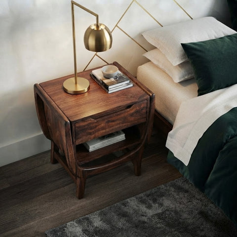 Premium Sheesham wood bedside table with drawer storage