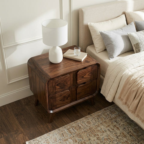 Premium Solid Wood Bedside Table with Drawer Storage