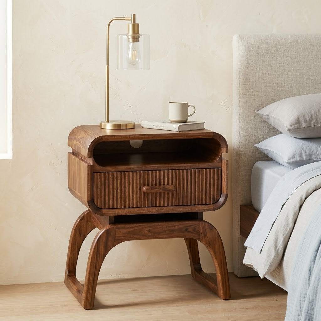 Premium wooden bedside table with drawer for modern bedroom décor