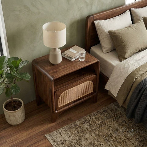 RITI Premium Sheesham Wood Side Table with Drawer & Open Storage