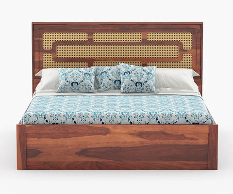 PRITI Wooden Cane King/Queen Size Bed