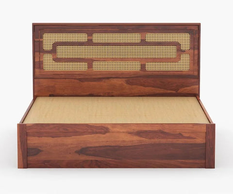 PRITI Wooden Cane King/Queen Size Bed
