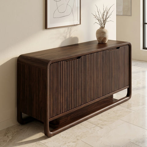 Sculptural Walnut Wood Cabinet for Living Room Storage | PRITI