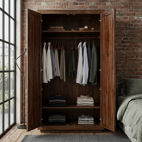 Sheesham Wood Almirah for Bedroom – Dark Walnut | PRITI
