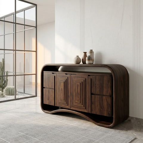 Sheesham Wood Cabinet with Stacked Drawers