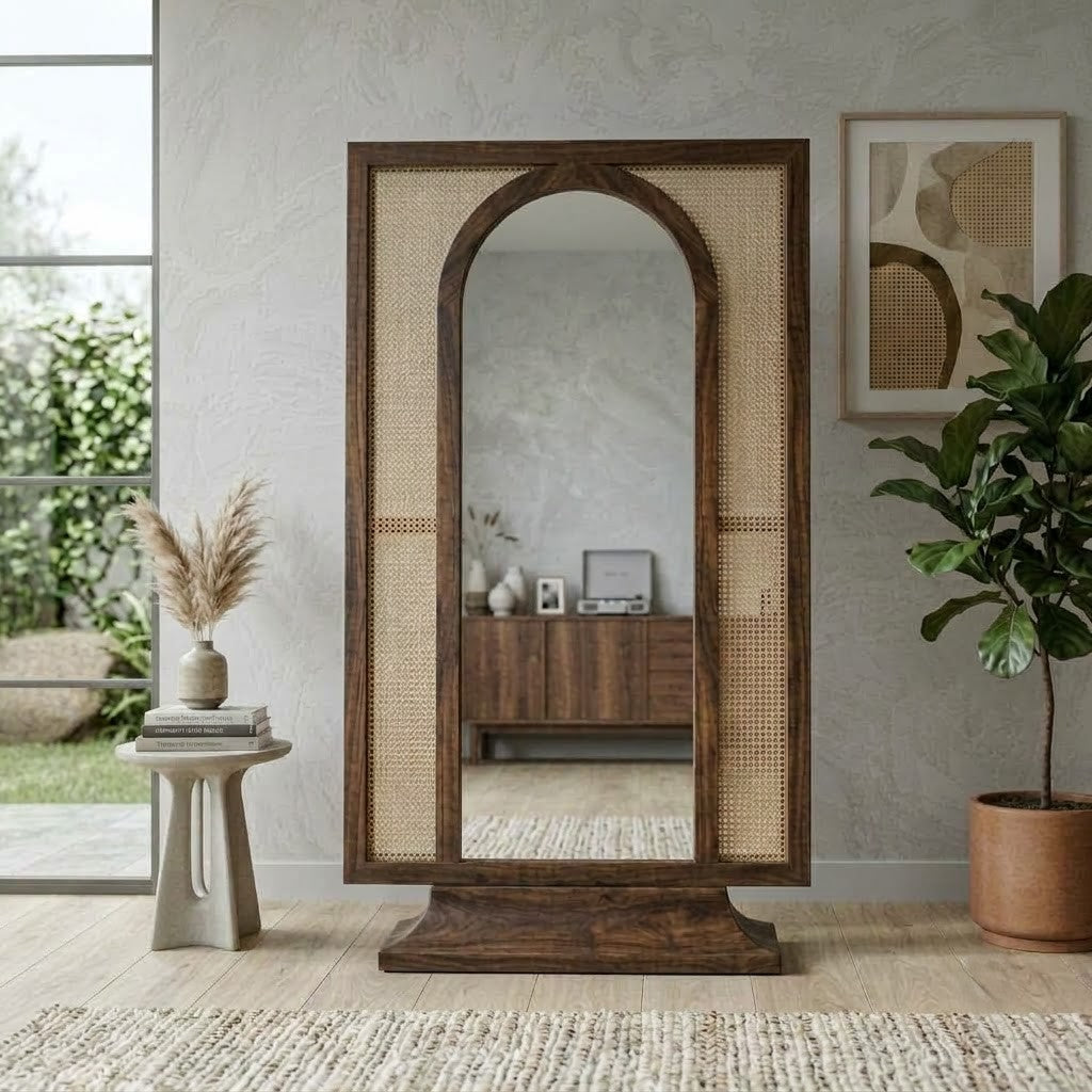 Sheesham Wood Full Length Mirror for Modern Living Room