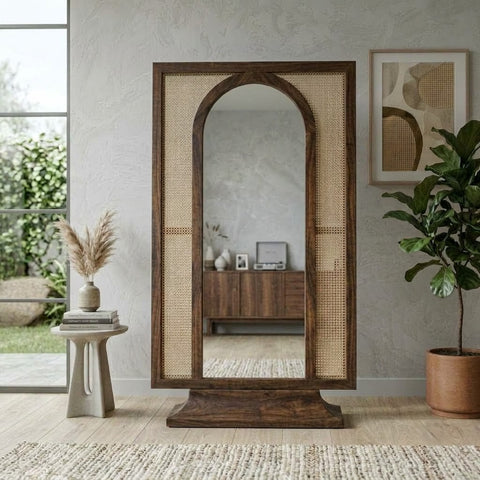 Sheesham Wood Full Length Mirror for Modern Living Room