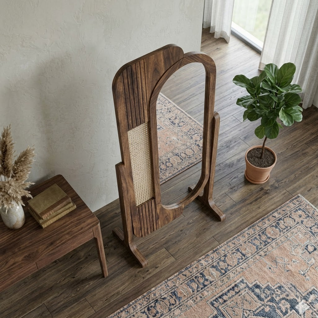 Sheesham Wood Full Length Standing Mirror for Entryway
