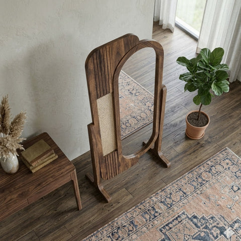Sheesham Wood Full Length Standing Mirror for Entryway