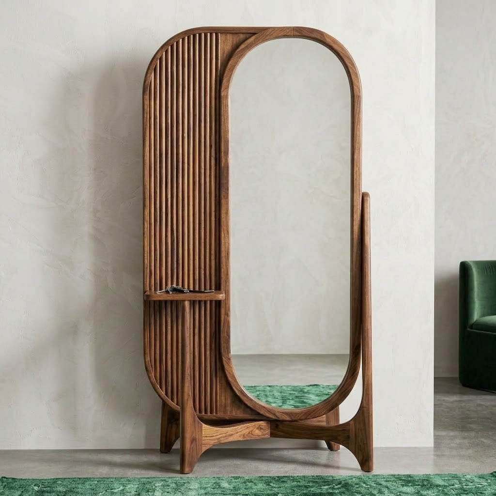 Sheesham Wood Vertical Dressing Mirror for Modern Home