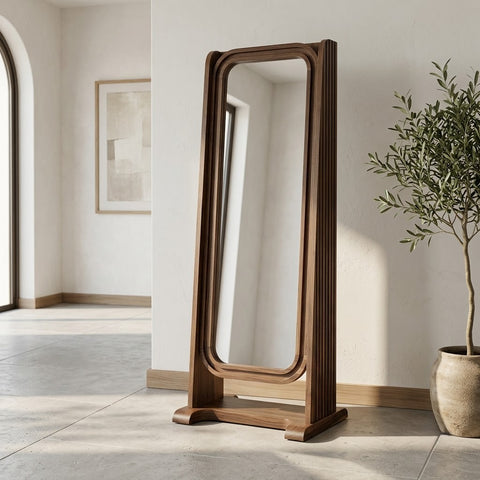Sheesham Wood Vertical Full Body Mirror with Walnut Finish
