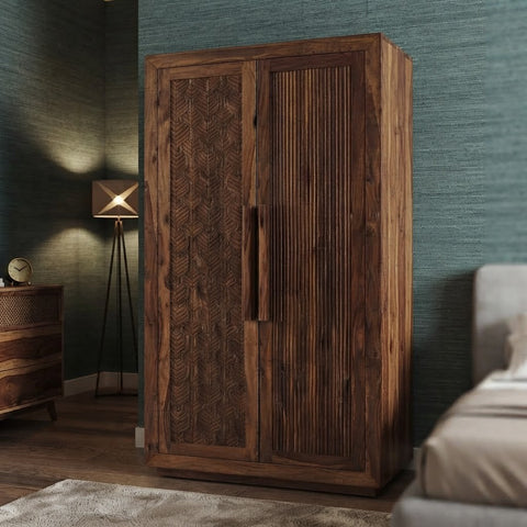 Sheesham Wood Wardrobe in Dark Walnut Finish
