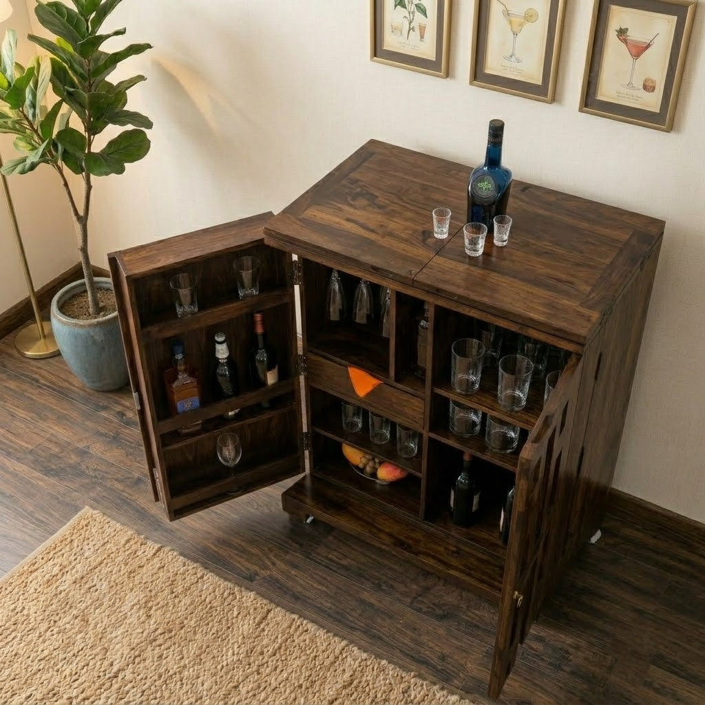 Sheesham wood bar cabinet