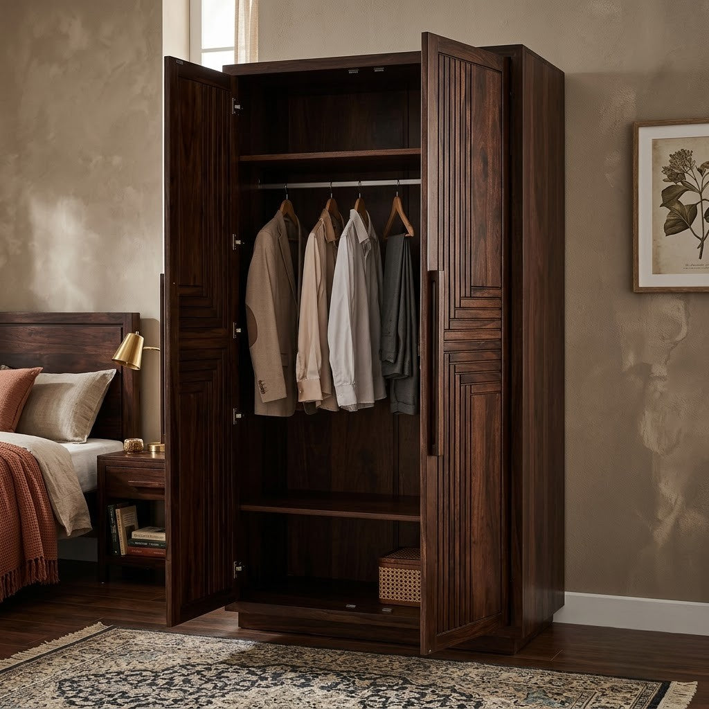 Sheesham wood clothes cupboard with Dark Walnut finish