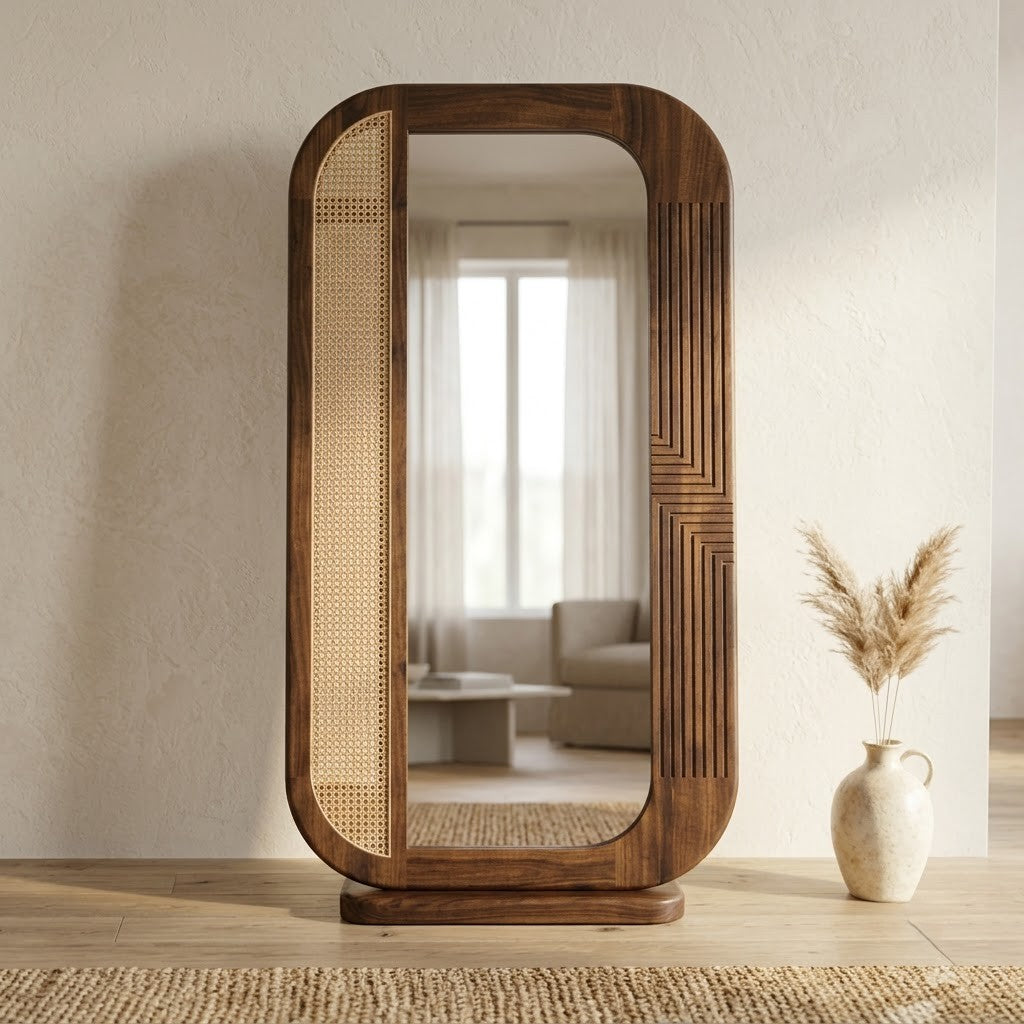 Sheesham wood dressing mirror with Dark Walnut finish