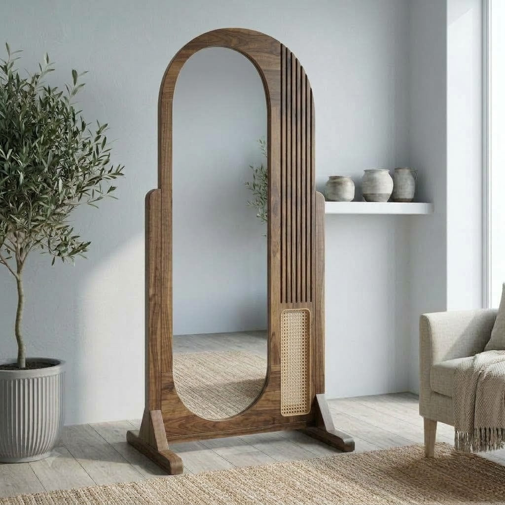 Sheesham wood full length floor mirror with Dark Walnut finish